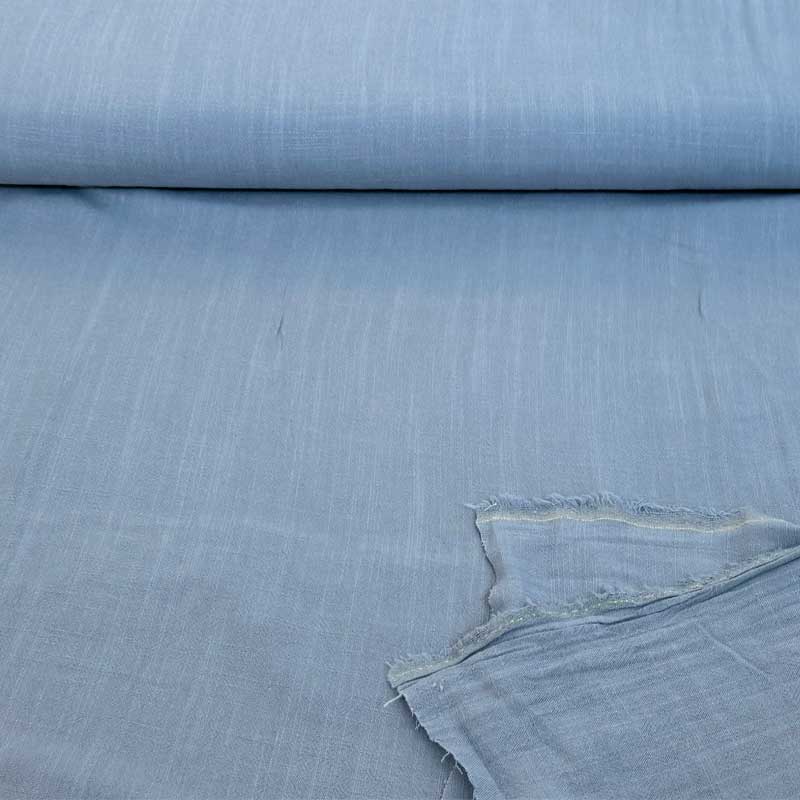 Ensfarvet fast viscose / hør, støvet blå