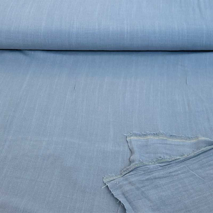 Ensfarvet fast viscose / hør, støvet blå