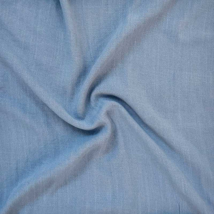 Ensfarvet fast viscose / hør, støvet blå