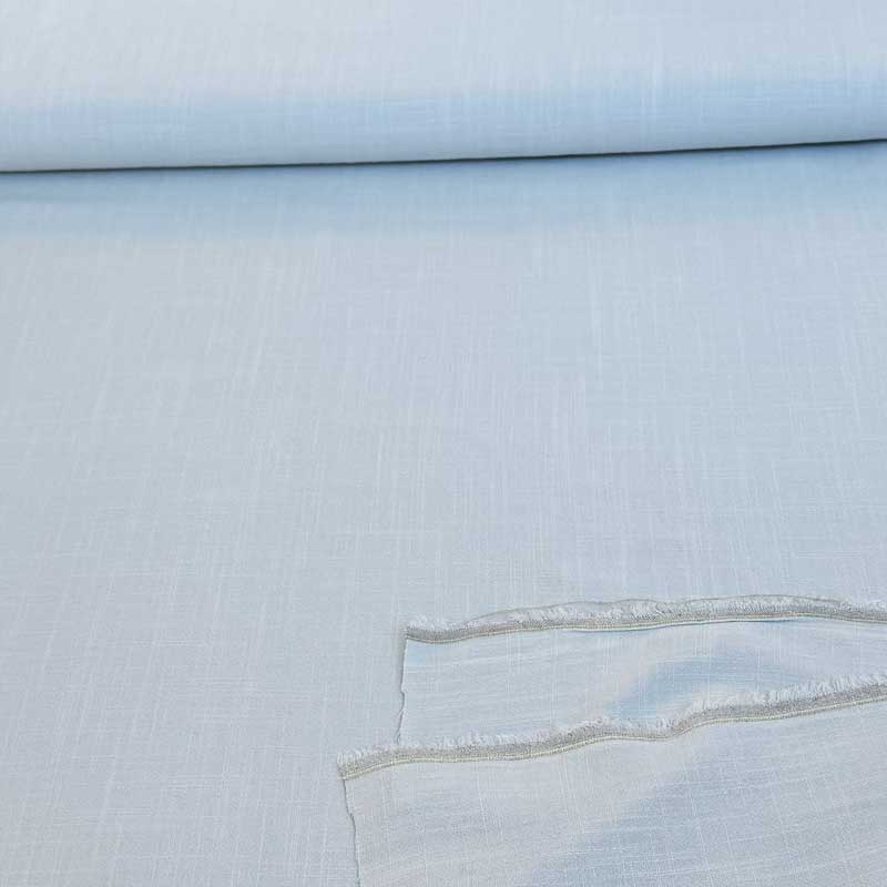 Ensfarvet fast viscose / hør i lyseblå