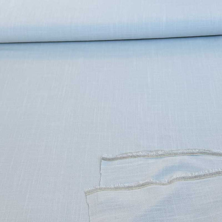 Ensfarvet fast viscose / hør i lyseblå