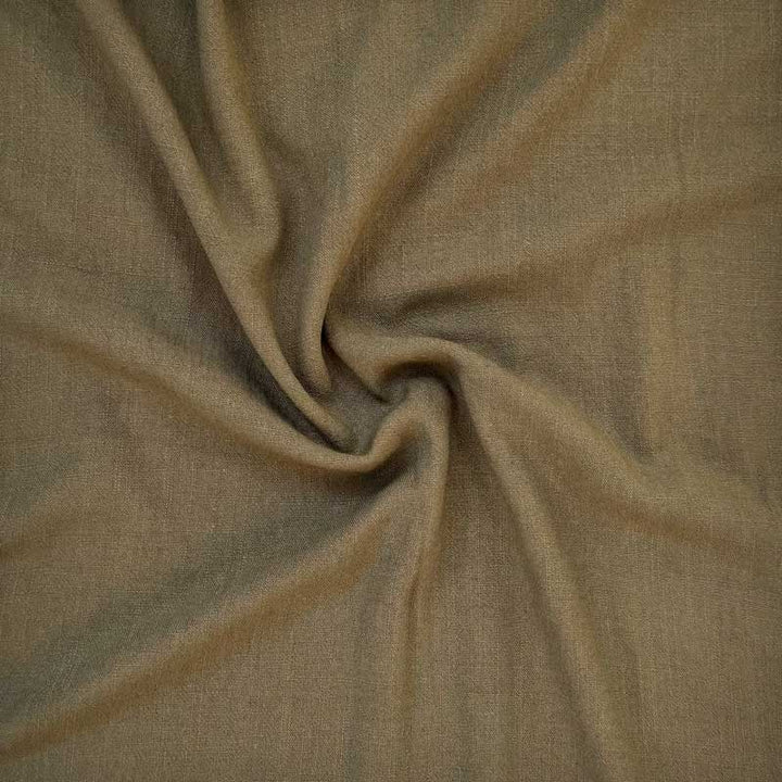 Ensfarvet fast viscose / hør i olivengrøn