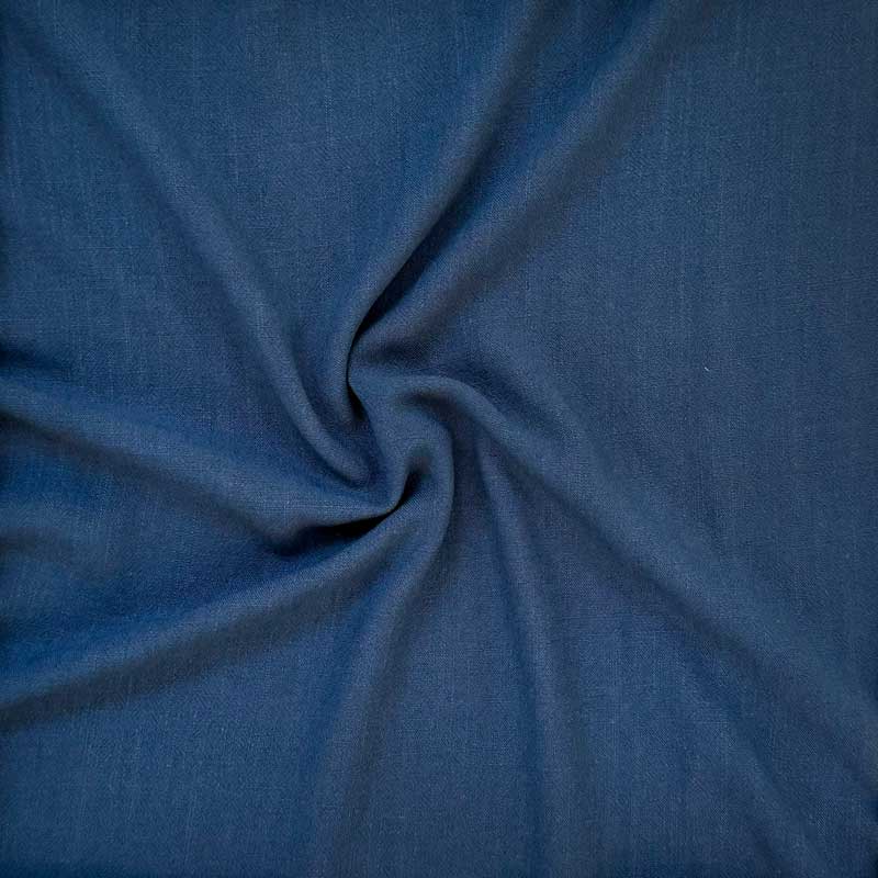 Ensfarvet fast viscose / hør i blå