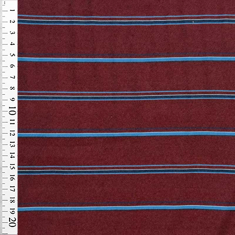 Viscose satin med striber i vinrød