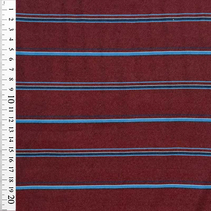 Viscose satin med striber i vinrød