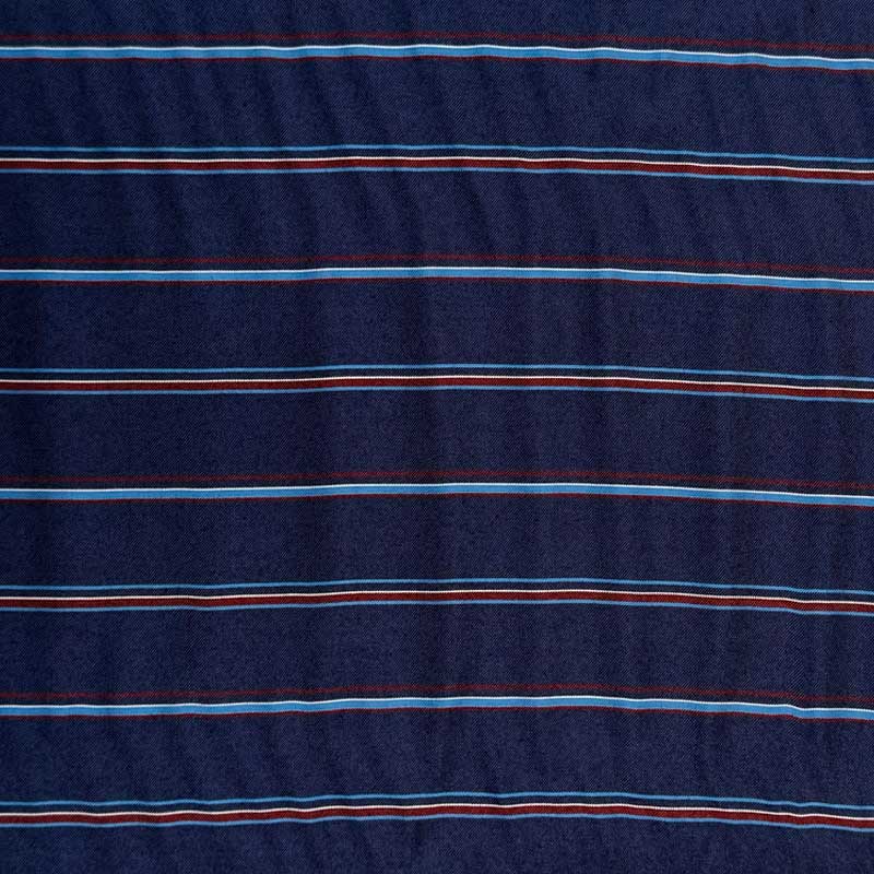 Viscose satin med striber i marineblå