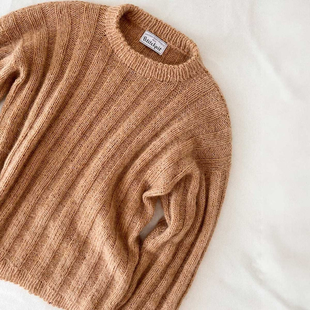 Strikkekit Striber på langs sweater fra PetiteKnit i Sunday og Tynd Silk Mohair