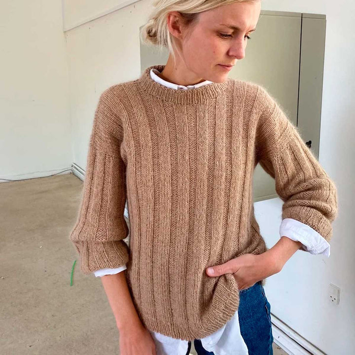 Strikkekit Striber på langs sweater fra PetiteKnit i Sunday og Tynd Silk Mohair