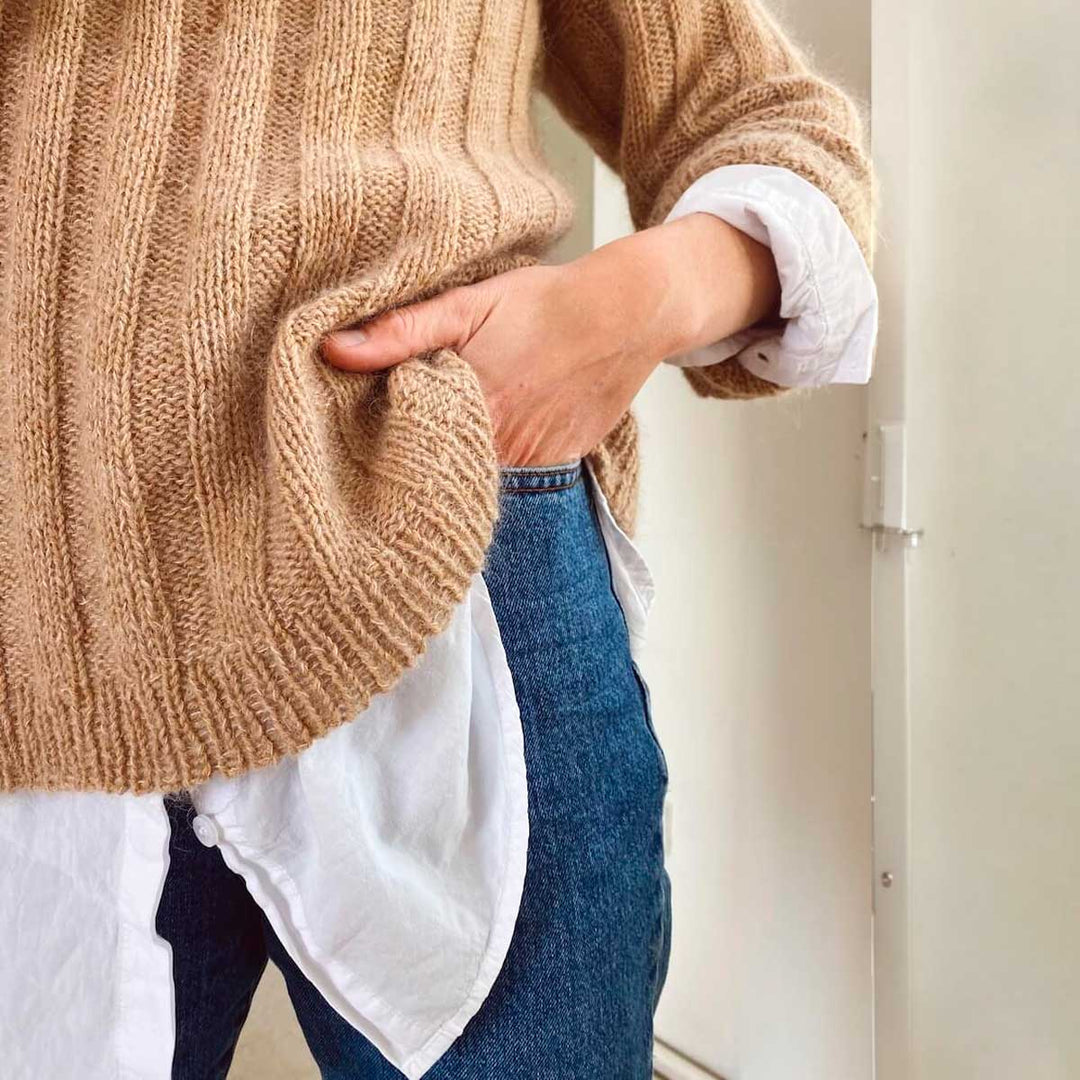 Strikkekit Striber på langs sweater fra PetiteKnit i Sunday og Tynd Silk Mohair