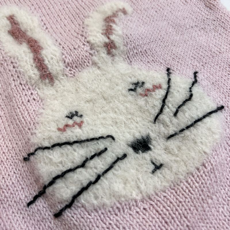 Strikket børnebluse med Kanin i Lana Cotton 212 og Alpaca Boucle garn