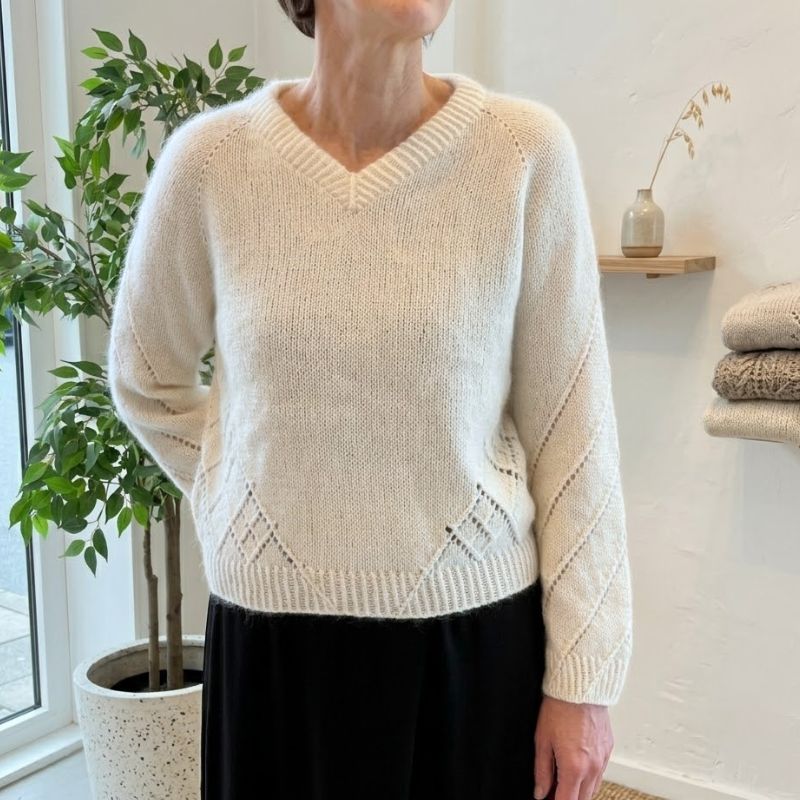 Diamond Line Sweater V-neck fra Siersknit i Sunday &amp; Tynd Silk Mohair