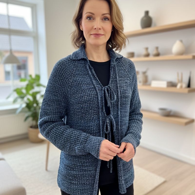 Strikkekit Floral Centerpiece cardigan i Footprints garn fra LANG Yarns