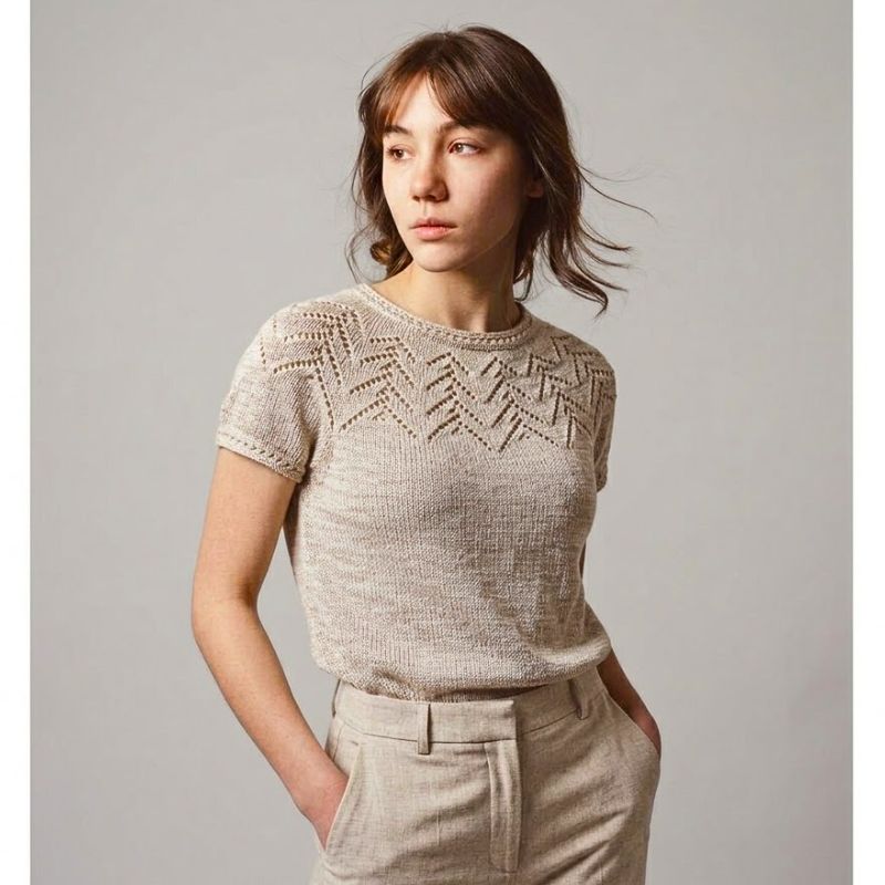 Strikkekit Tine T-shirt 2670 i Organic Trio fra Hjertegarn