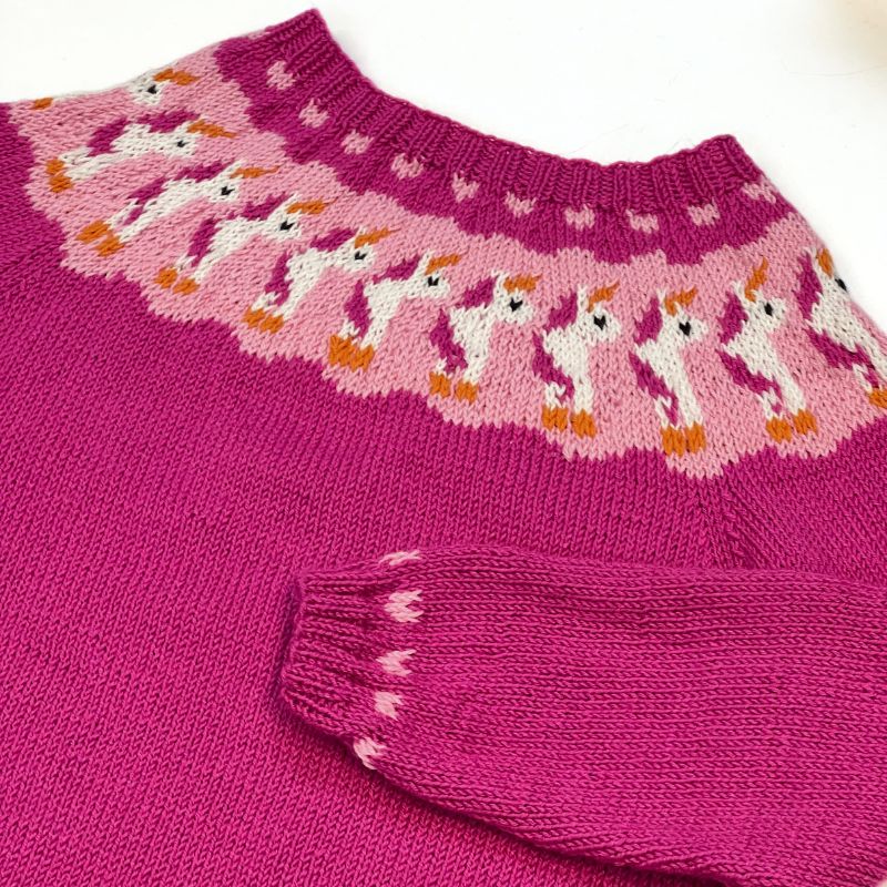 Strikkekit Bluse med enhjørning til børn i Lana Cotton 212