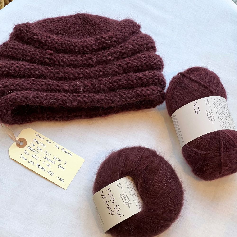 Strikkekit Mary hue i KOS og Tynd Silk Mohair inkl. gratis opskrift