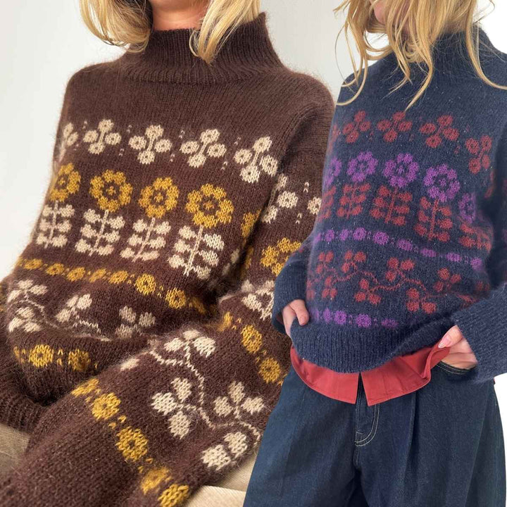 Strikkekit Mona sweater fra Le Knit i Tynd Peer Gynt og Tynd Silk Mohair