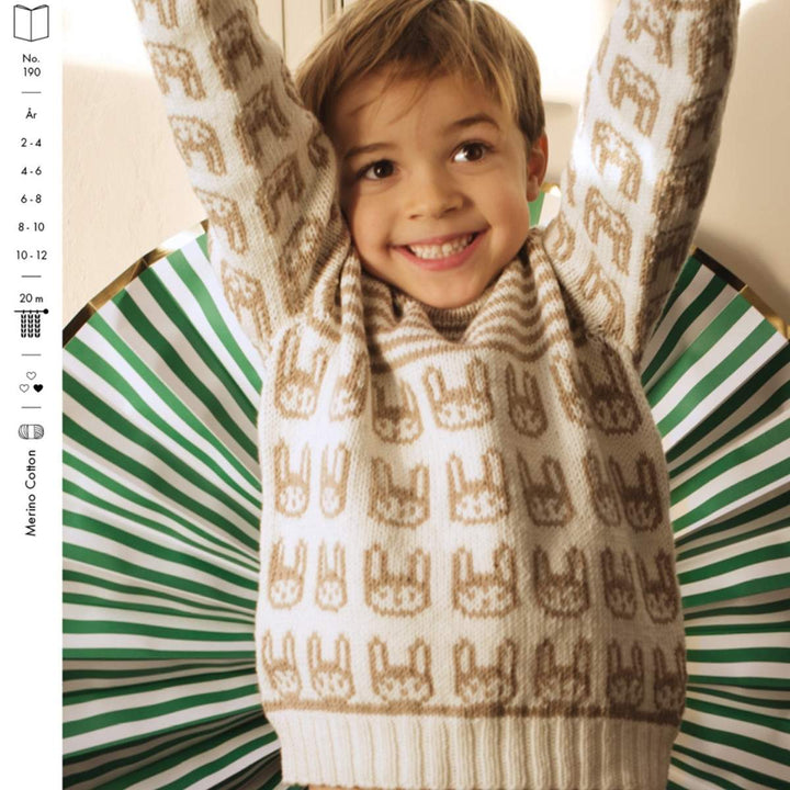Strikkekit 1885 Sweater med kaniner i Merino Cotton fra Hjertegarn