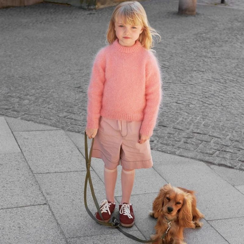 Strikkekit 2408_06 Spencer Sweater Junior i Ballerina Chunky Mohair fra Sandnes - KreStoffer
