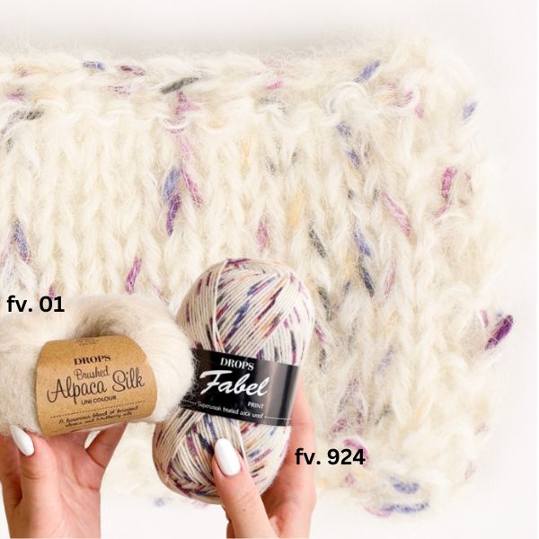 Strikkekit Colorful Walk bluse i Fabel og Brushed Alpaca Silk fra DROPS