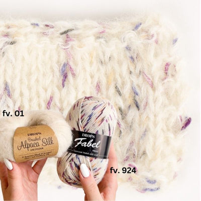 Strikkekit, Colorful Walk bluse i Fabel og Brushed Alpaca Silk fra DROPS - KreStoffer
