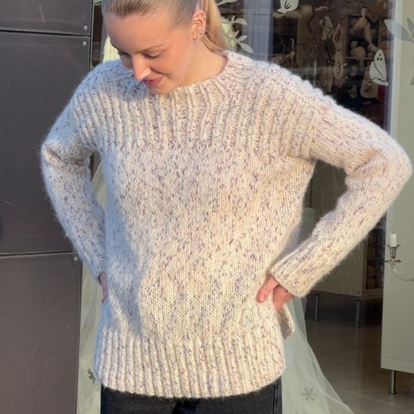 Strikkekit Colorful Walk bluse i Fabel og Brushed Alpaca Silk fra DROPS