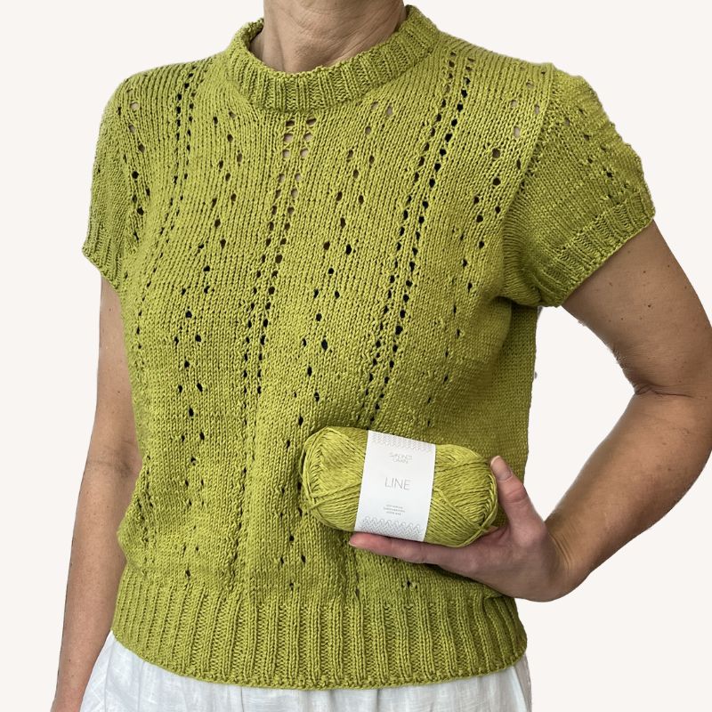 Strikkekit, Cornelia Tee 2404-09A i Line garn fra Sandnes (inkl. gratis opskrift) - KreStoffer
