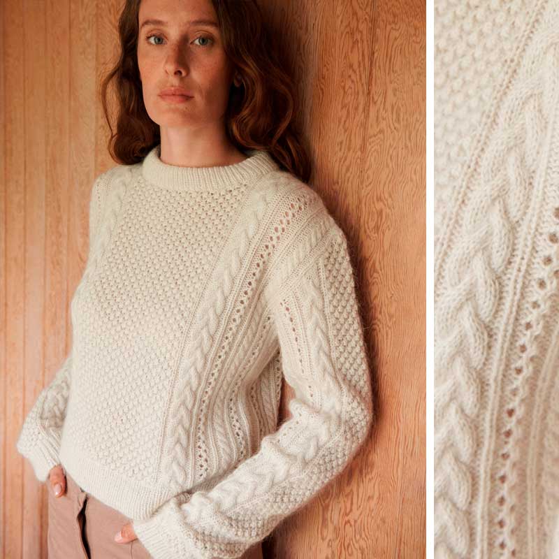 Strikkekit Isla sweater fra Le knit i Sunday og Tynd Silk Mohair - KreStoffer