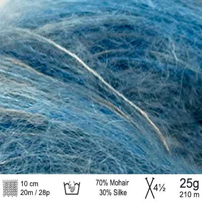 Strikkekit Kort slå-om top i Angel Mohair print garn fra Permin