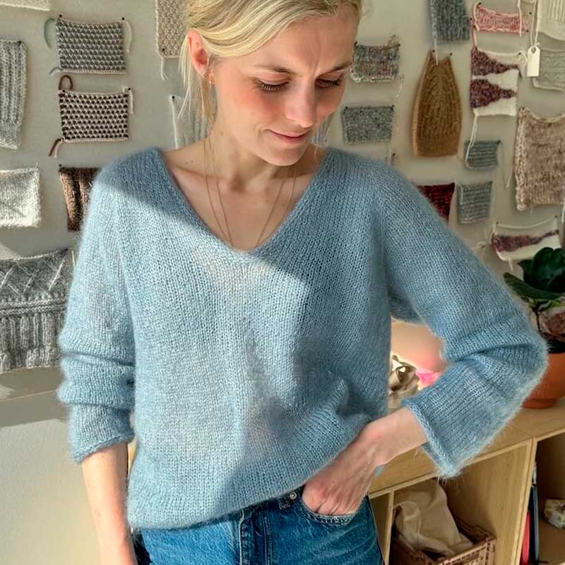 Strikkekit, Kumulus bluse fra PetiteKnit i Tynd Silk Mohair (Inkl. gratis opskrift) - KreStoffer
