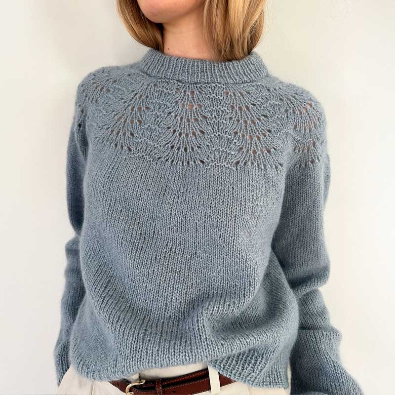 Strikkekit Peacock Jumper fra Le Knit i Tynd Peer Gynt og Tynd Silk Mohair