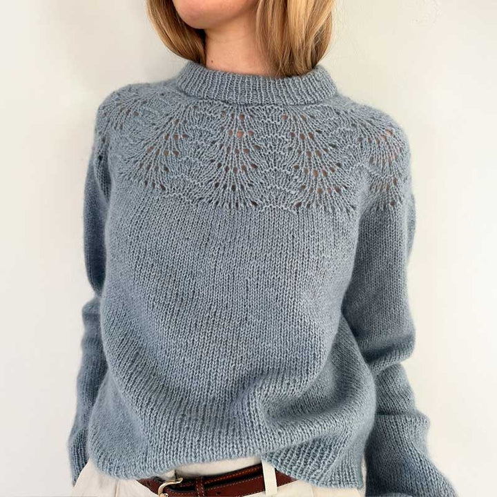 Strikkekit Peacock Jumper fra Le Knit i Tynd Peer Gynt og Tynd Silk Mohair