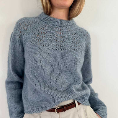 Strikkekit Peacock Jumper fra Le Knit i Tynd Peer Gynt og Tynd Silk Mohair - KreStoffer