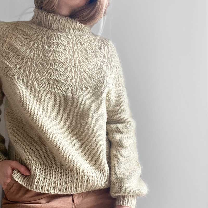 Strikkekit, Peacock sweater fra Le Knit i Sunday garn og Tynd Silk Mohair (vi gir&