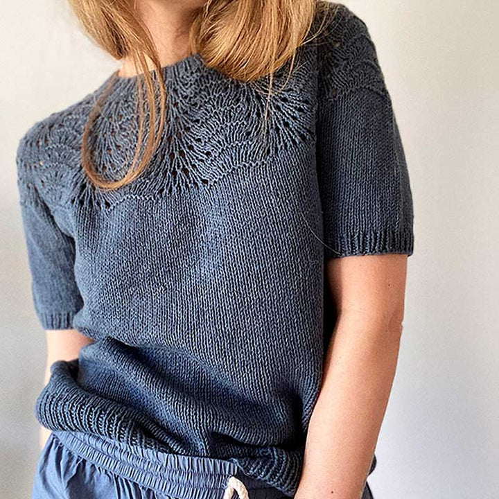 Strikkekit Peacock Tee fra Le Knit i Line garn