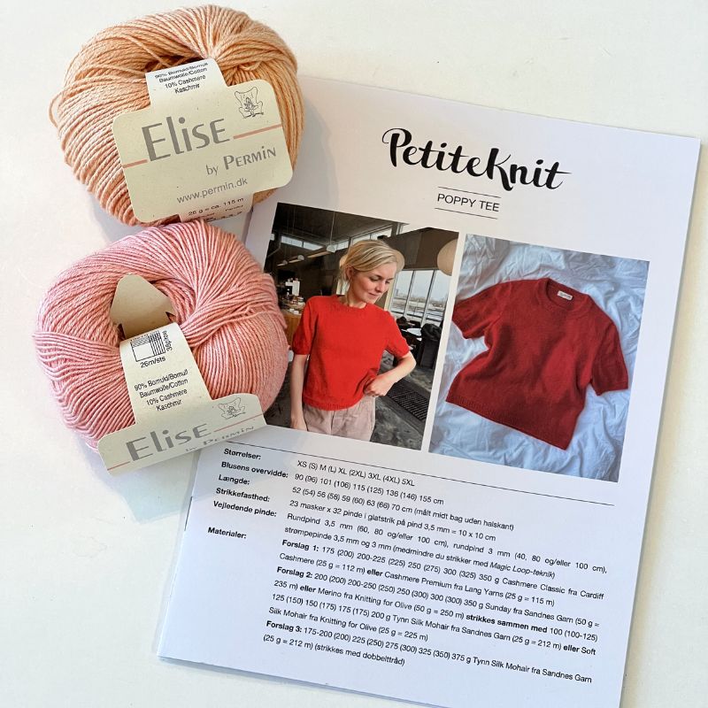 Strikkekit Poppy Tee fra PetiteKnit i Elise fra Permin