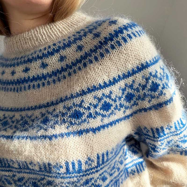 Strikkekit Porcelain Yoke Sweater i Tynd Peer Gynt og Tynd Silk Mohair