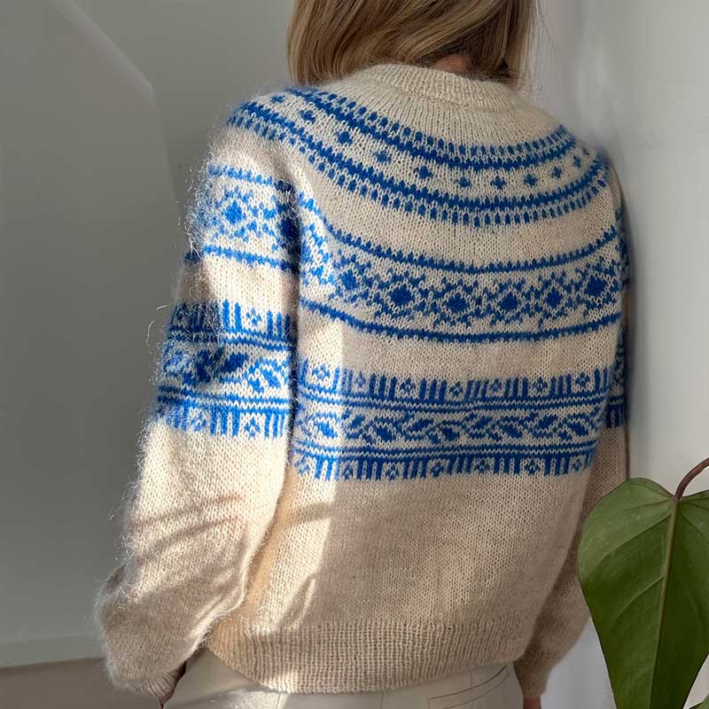 Strikkekit Porcelain Yoke Sweater i Tynd Peer Gynt og Tynd Silk Mohair - KreStoffer