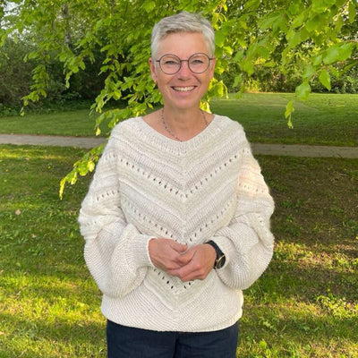 Strikkekit Retro strikbluse med skråstriber inkl. gratis opskrift - KreStoffer