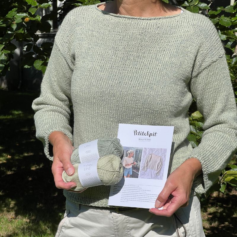 Strikkekit Sevilla blouse fra PetiteKnit i Line og Tynd Line garn