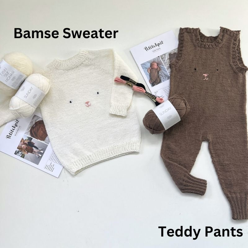 Strikkekit Teddy Pants fra PetiteKnit i Sunday Garn