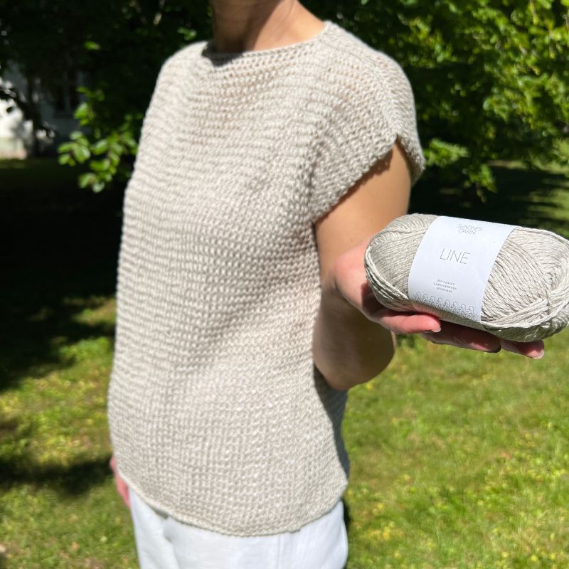 Strikkekit Top med lange masker i Line garn inkl. gratis opskrift - KreStoffer