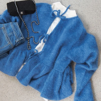 Strikkekit Vienna peblum bluse i Tynd Silk Mohair - KreStoffer