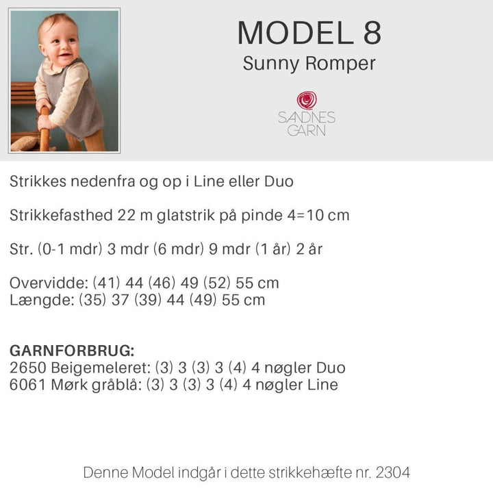 Strikkeopskrifter 2304 fra Sandnes Garn Forår og sommer baby HÆFTE 2304-8