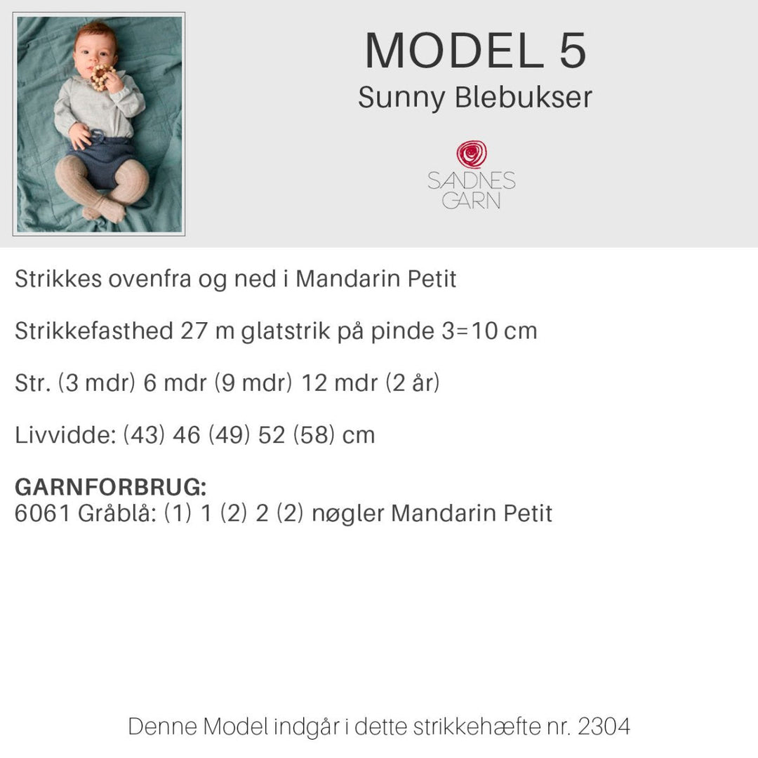 Strikkeopskrifter 2304 fra Sandnes Garn Forår og sommer baby HÆFTE 2304-5