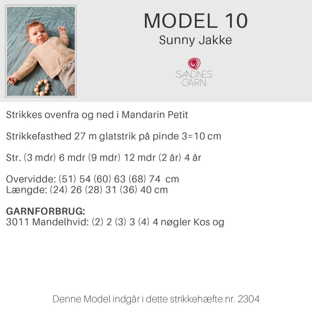 Strikkeopskrifter 2304 fra Sandnes Garn Forår og sommer baby HÆFTE 2304-10