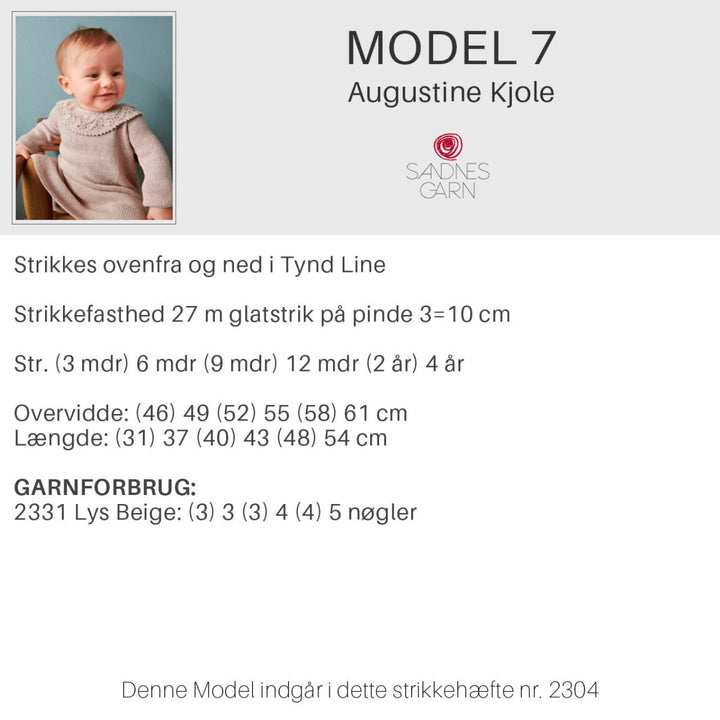 Strikkeopskrifter 2304 fra Sandnes Garn Forår og sommer baby HÆFTE 2304-7