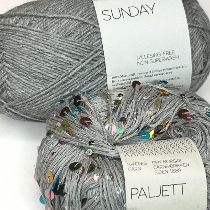 Strikkekit Maggie vest fra PetiteKnit i Sunday og Paljett garn