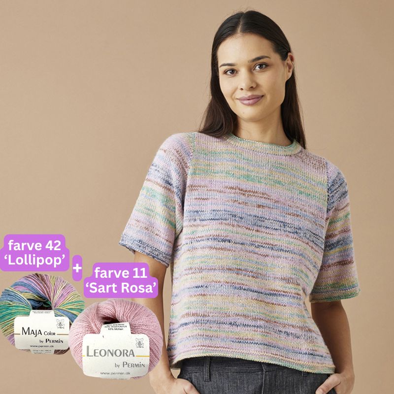 T-shirt i glatstrik i Maja Color og Leonora garn fra Permin