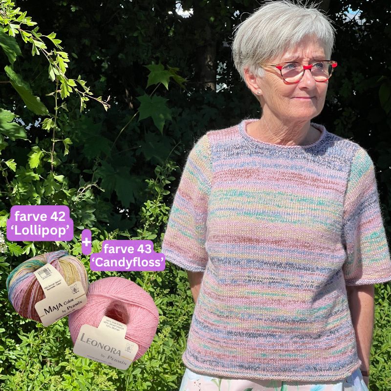 T-shirt i glatstrik i Maja Color og Leonora garn