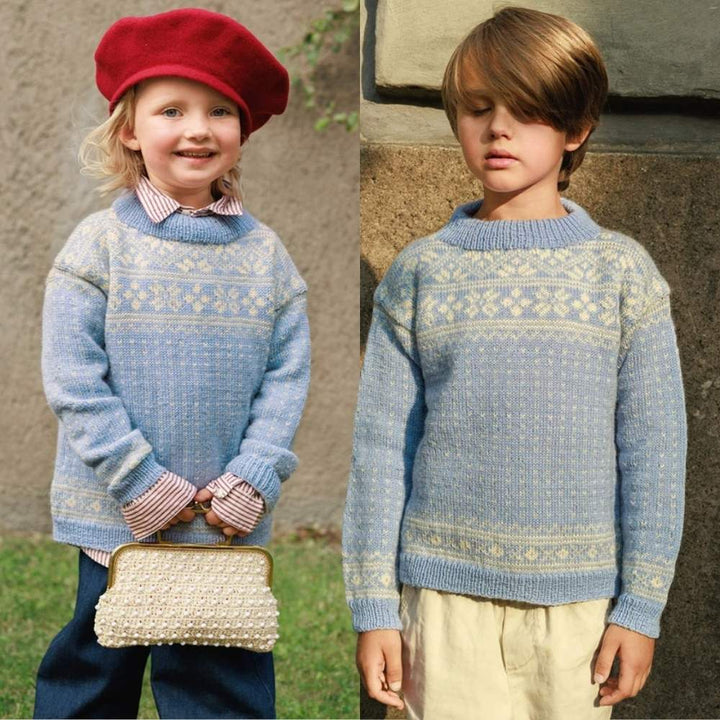 Telemark Sweater Junior strikket i Tynd Peer Gynt garn fra Sandnes Garn